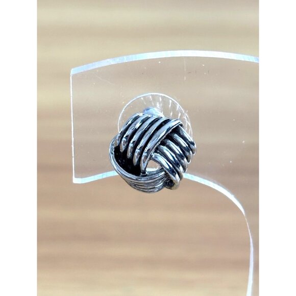 Silver-Tone Knotted Design Stud Earrings For Women Lightweight & Stylish 1 CM Di - Picture 2 of 3